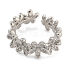 Flower Rack Plating Brass Micro Pave Cubic Zirconia Open Cuff Rings for Women RJEW-I107-06P-2