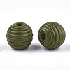 Painted Natural Wood Beehive Beads WOOD-S049-04A-05-2