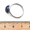 Half Round Natural Lapis Lazuli Finger Rings RJEW-M062-01P-28-3