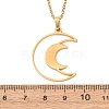 304 Stainless Steel Double Hollow Moon Pendant Cable Chain Necklaces for Men Women NJEW-K308-01E-G-5