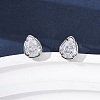 Brass Micro Pave Clear Cubic Zirconia Stud Earrings EJEW-C174-02G-P-1