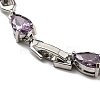 Rack Plating Brass Pave Cubic Zirconia Teardrop Links Bracelets for Women BJEW-H604-01P-07-3