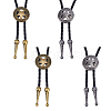 4Pcs 2 Colros Retro Alloy Pendant Black PU Leather Lariat Bolo Tie Necklaces NJEW-ME0001-11B-1