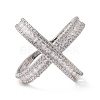 Clear Cubic Zirconia Criss Cross Open Cuff Ring RJEW-F124-01P-1