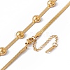 Ion Plating(IP) 304 Stainless Steel Half Round Beaded Pendant Necklace with Herringbone Chains for Women NJEW-G090-02G-4