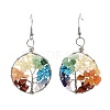 Natural & Synthetic Mixed Gemstone Chips Braided Ring with Tree of Life Dangle Earrings EJEW-JE04878-02-2