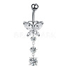 Clear Cubic Zirconia Dangle Belly Button Rings WG9960A-05-1