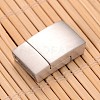 Matte 304 Stainless Steel Rectangle Magnetic Clasps with Glue-in Ends STAS-I045-05A-1