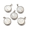 Brass with Natural Shell Carved Pendants KK-Z091-06P-02-1
