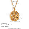304 Stainless Steel Colorful Rhinestone Oval with Moon Star Pendant Necklaces for Women WG3D517-01-3