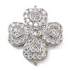 Rack Plating Brass Clear Cubic Zirconia Clover Connector Charms KK-A234-037P-1