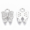 Brass Micro Pave Clear Cubic Zirconia Charms KK-R126-003P-NF-1
