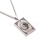 304 Stainless Steel Curb Chain Rectangle with Constellation Pendant Necklaces PW-WG0F5D0-34-1