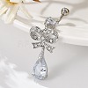 Alloy Crystal Rhinestone Dangle Curved Barbell Belly Rings LS-AJEW-R007-04P-05-3
