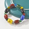 Natural Agate Bead Stretch Bracelets G-P570-01E-3
