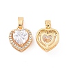Brass Micro Pave Clear Cubic Zirconia Charms KK-E068-VC433-1