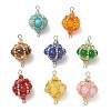 Synthetic Turquoise & Natural Carnelian & Yellow Jade & Malaysia Jade & Tiger Eye Round and Glass Seed Beaded Lantern Links Connector Charms PALLOY-MZ01176-1