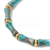 Natural Dyed Imperial Jasper & Brass Beads Braided Bead Bracelets BJEW-JB13418-01-3