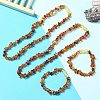 Natural Amber Beaded Bracelets & Necklaces Sets for Baby AJEW-K050-04-1