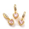Brass Micro Pave Cubic Zirconia European Dangle Charms KK-A156-03G-RS-2