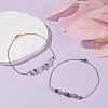 2Pcs 2 Color Natural Fluorite Chips Beaded Anklets Set with 304 Stainless Steel Cable Chains AJEW-AN00481-02-2
