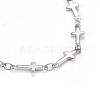 304 Stainless Steel Cross Link Anklets AJEW-AN00254-3