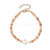 Natural Red Aventurine Beads Link Bracelets for Women Men BJEW-JB11467-05-2