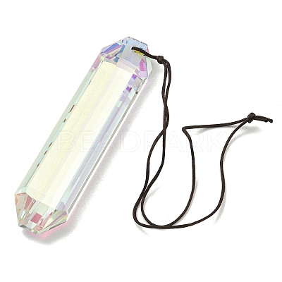 Glass Rectangle Hanging Suncatchers HJEW-P018-C01-1