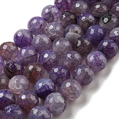 Faceted Natural Dragon Veins Agate Beads Strands X-G-F447-12mm-L04-1