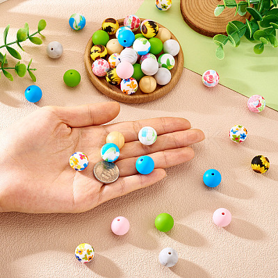 54Pcs 9 Styles Round Food Grade Eco-Friendly Silicone Beads SIL-TA0002-63-1
