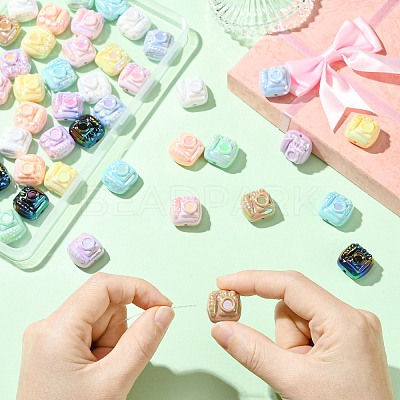 50Pcs 10 Colors UV Plating Opaque Acrylic Beads PACR-CJ0001-47-1