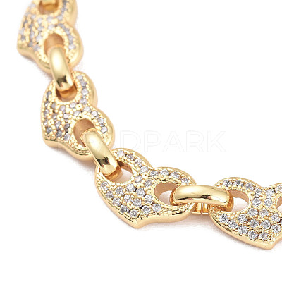 Brass Micro Pave Clear Cubic Zirconia Link Chain Bracelets BJEW-M202-01G-1