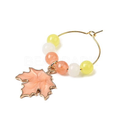 Autumn Theme Alloy Enamel with Glass Wine Glass Charms AJEW-SC0002-12-1