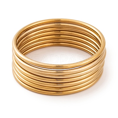 7Pcs PVD Vacuum Plating 304 Stainless Steel Bangles Set for Women BJEW-A011-09B-G-1