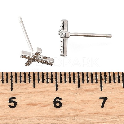 925 Sterling Silver Clear Cubic Zirconia Stud Earrings EJEW-Q030-04P-1