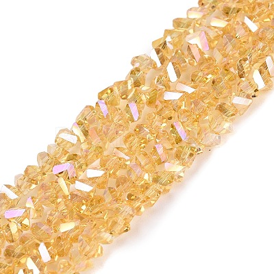 Electroplate Transparent Glass Beads Strands EGLA-Q139-01A-A03-1