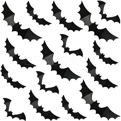8 Bags Halloween Theme PVC Plastic Artificial 3D Bat Decorations DIY-SP0005-38-1