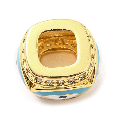 Rack Plating Brass Micro Pave Cubic Zirconia Evil Eye European Beads with Enamel KK-M247-34G-01-1