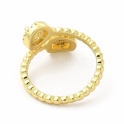 Cubic Zirconia Square Cuff Ring KK-A180-27G-1