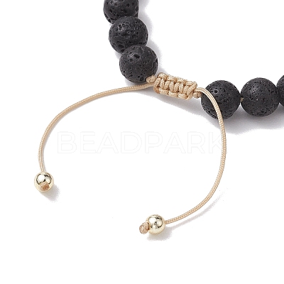 Adjustable Natural Lava Rock Braided Bead Bracelets BJEW-JB10563-1