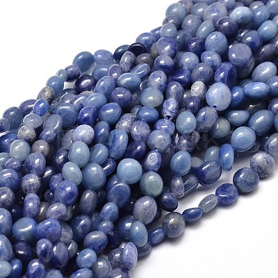 Natural Dyed & Heated Blue Aventurine Nuggets Beads Strands X-G-J335-34-1
