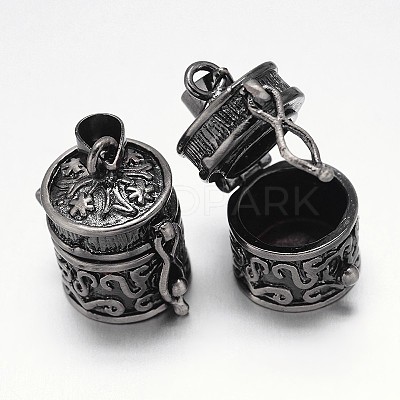 Carved Column Rack Plating Brass Prayer Box Pendants KK-L101-37B-1