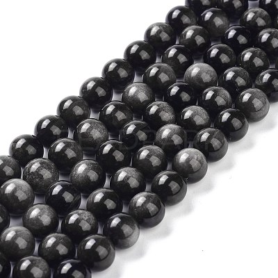 Natural Silver Obsidian Beads Strands G-D083-01A-1
