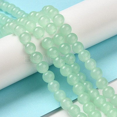 Baking Paint Imitation Jade Glass Round Bead Strands X-DGLA-Q021-8mm-22-1