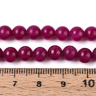 Dyed Natural Mashan Jade Round Beads Strands G-T139-6mm-67D-1