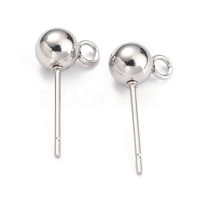 Non-Tarnish 304 Stainless Steel Ball Post Stud Earring Findings X-STAS-Z035-02P-E-1