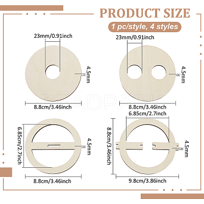 16Pcs 4 Style Plywood Candle Wick Holders WOOD-BC0001-14-1