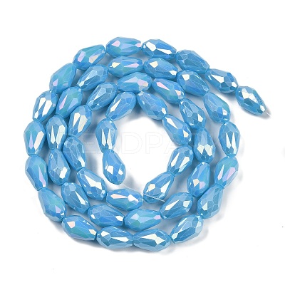 Opaque Solid Color Electroplate Glass Beads Strands LS-EGLA-N013-P8mm-B10-1