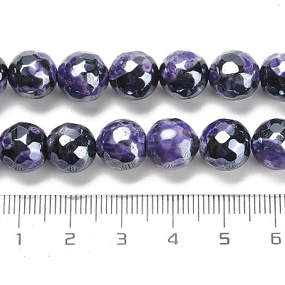 Electroplated Natural Fire Crackle Agate Round Beads Strands G-G0006-A02-05-1