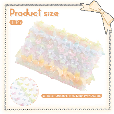 Gradient 3D Butterfly Polyester Gauze Fabric AJEW-WH20006-148D-1